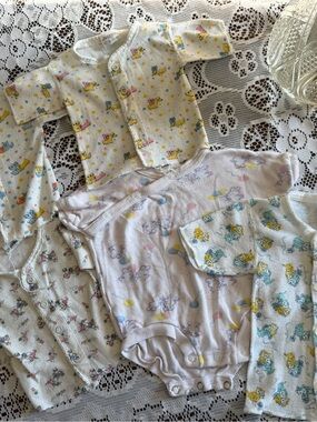 Baby Girls' Multi-Print Cotton Pajama Bundle - White with Yellow & Pastel Prints